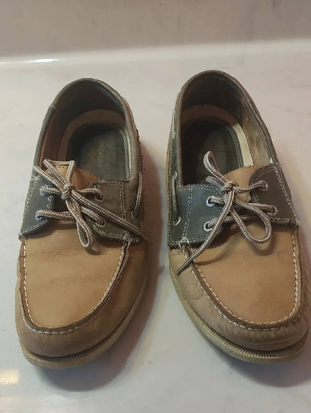 Men's Two-Tone Tan and Gray Boat Shoes